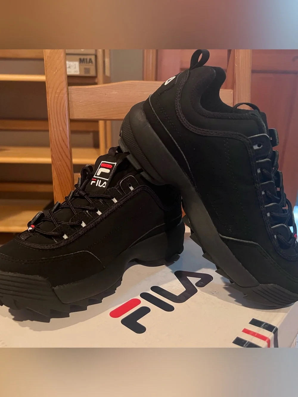 Fila Black Chunky Disruptor II Sneakers HARD TO FIND. FREE SHIPPING